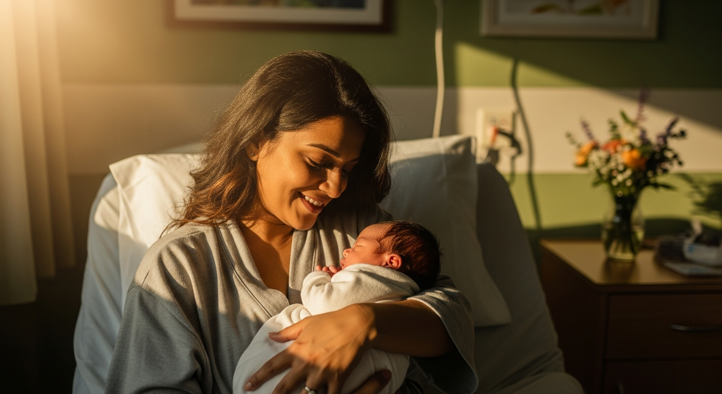 Indian mother and newborn